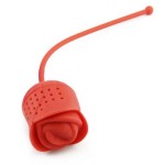 Tea filter, infuser, rose form, red color